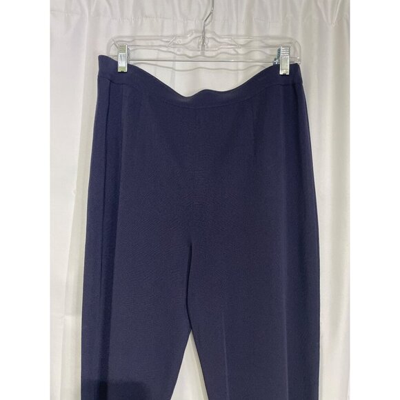 High-Waisted Navy Blue Trousers With Stretch Band & Elegant Fit Womens Size L - Picture 5 of 5